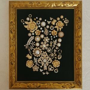 Custom Made Gold And Pearl Jewelry Art For Home Or Wall Decor